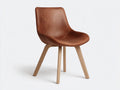 Sedia da pranzo-Similpelle-Legno-58 x 60 x 84 cm-Marrone-Naturale-Stile moderno minimalista