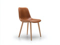 Sedia da pranzo-Similpelle-Legno-57 x 58 x 84 cm-Marrone-Naturale-Stile moderno minimalista