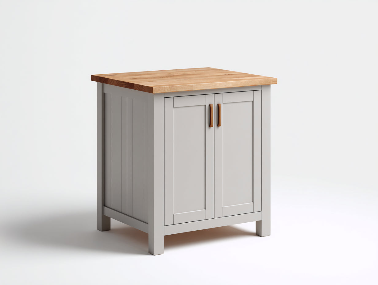 Credenza - Legno - 90 x 50 x 90 cm - Bianco-Rovere naturale - Stile rustico