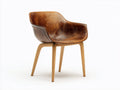 Sedia da pranzo-Similpelle-Legno-62 x 60 x 82 cm-Marrone-Naturale-Stile moderno con schienale avvolgente