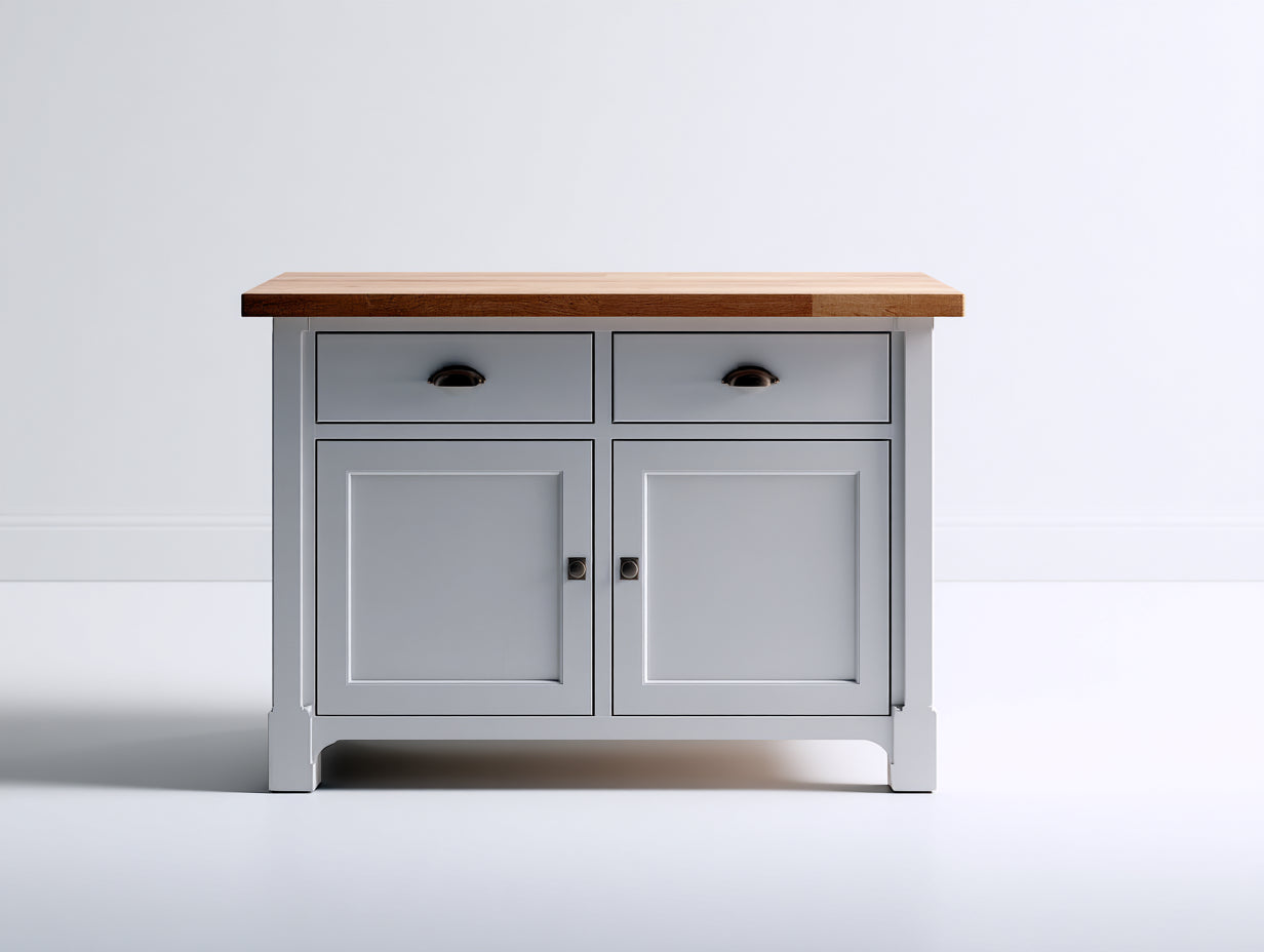 Credenza - Legno - 120 x 50 x 90 cm - Bianco-Rovere naturale - Stile rustico