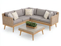 Divani da esterno - polyrattan-tessuto-legno-vetro - 228 x 228 x 78 cm - beige-grigio tortora-legno naturale - stile moderno