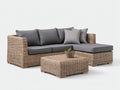 Divani da esterno - polyrattan-tessuto - 240 x 175 x 76 cm - marrone chiaro-grigio antracite - stile moderno