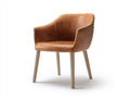 Sedia da pranzo-Similpelle-Legno-62 x 61 x 82 cm-Marrone-Naturale-Stile moderno con braccioli ergonomici