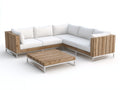 Divani da esterno - legno-metallo-tessuto - 235 x 235 x 77 cm - legno naturale-bianco-argento - stile minimalista