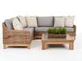 Divani da esterno - polyrattan-tessuto-vetro - 245 x 185 x 79 cm - marrone naturale-grigio chiaro-legno naturale - stile contemporaneo