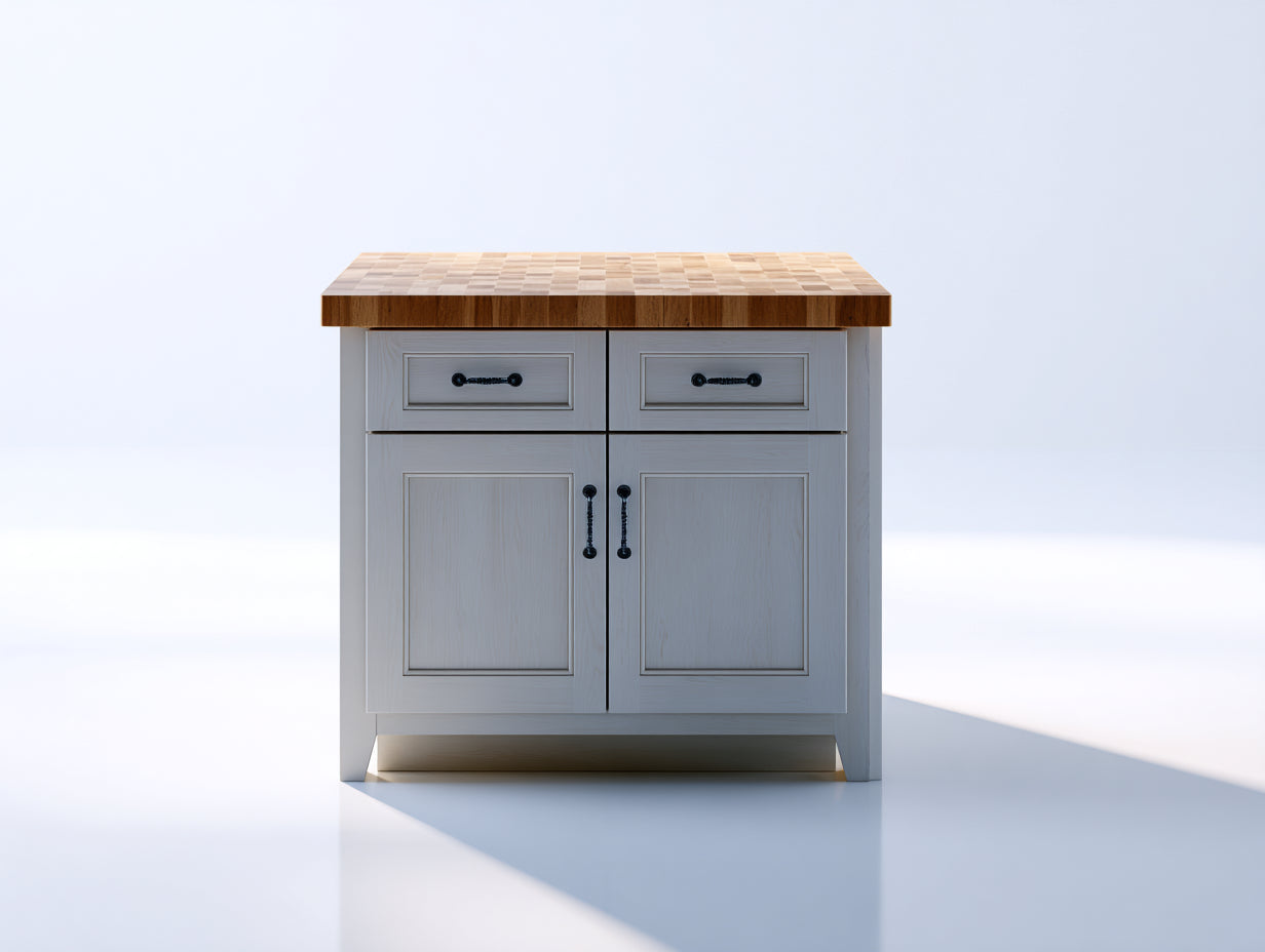 Credenza - Legno - 110 x 45 x 85 cm - Bianco-Rovere naturale - Stile rustico
