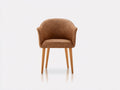 Sedia da pranzo-Similpelle-Legno-60 x 59 x 83 cm-Marrone-Naturale-Stile moderno con braccioli curvi