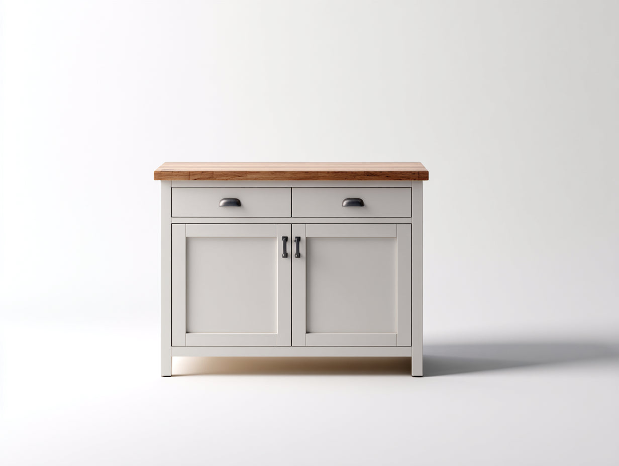 Credenza - Legno - 120 x 50 x 90 cm - Bianco-Rovere naturale - Stile rustico