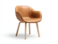 Sedia da pranzo-Similpelle-Legno-61 x 60 x 82 cm-Marrone-Naturale-Stile moderno con seduta avvolgente