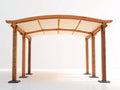 Pergola da giardino - Legno massello-Poliestere - 550 x 360 x 290 cm - Marrone miele-Beige - Design moderno con copertura arcuata