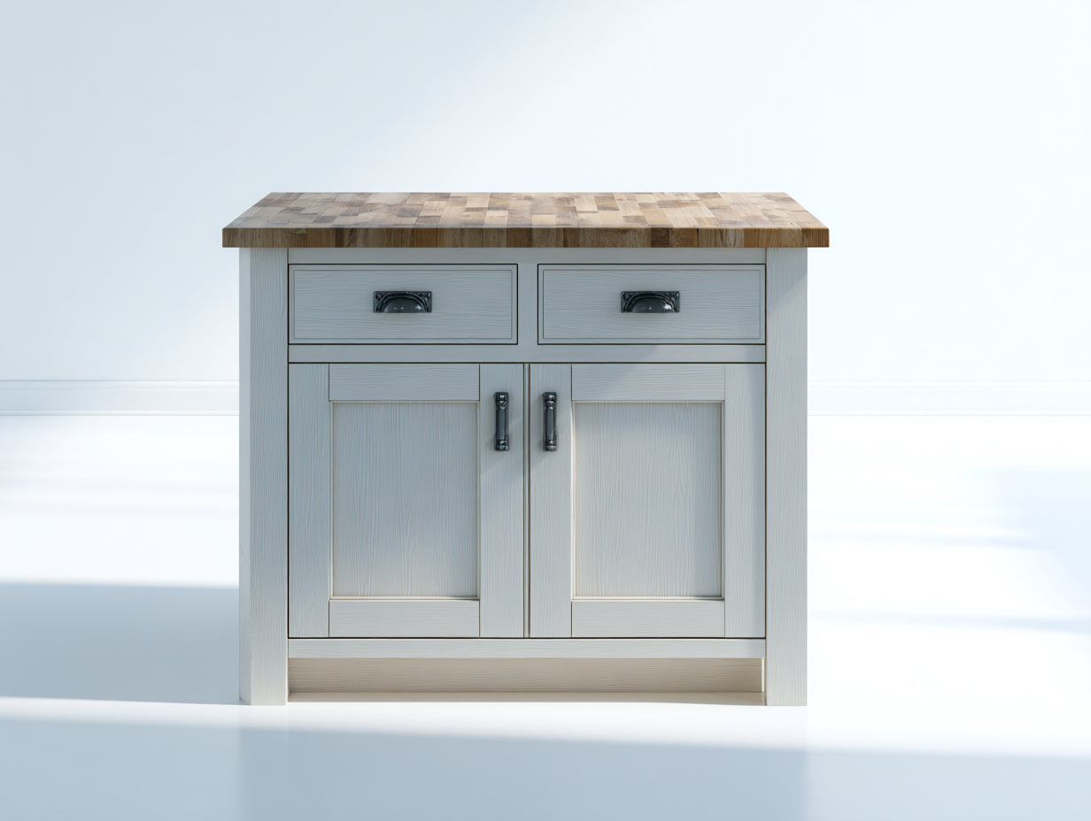 Credenza - Legno - 130 x 45 x 85 cm - Bianco-Rovere naturale - Stile rustico
