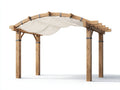 Pergola da giardino - Legno massello-Poliestere - 420 x 330 x 275 cm - Rovere naturale-Bianco crema - Stile rustico con copertura ondulata