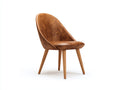 Sedia da pranzo-Similpelle-Legno-60 x 61 x 84 cm-Marrone-Naturale-Stile moderno con schienale alto avvolgente