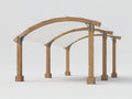 Pergola da giardino - Legno lamellare-Poliestere - 600 x 350 x 285 cm - Marrone naturale-Bianco - Design moderno ad arco
