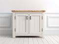 Credenza - Legno - 90 x 40 x 82 cm - Bianco-Rovere naturale - Stile rustico