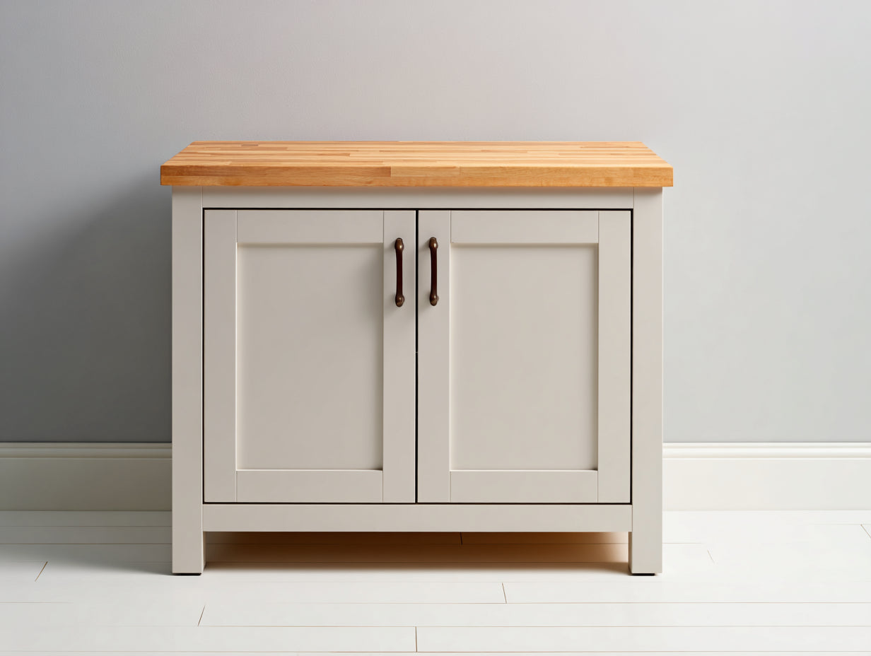 Credenza - Legno - 120 x 45 x 85 cm - Bianco-Rovere naturale - Stile rustico